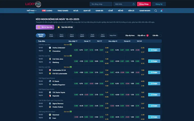 review lucky88 1 Cá cược bóng đá trực tuyến Lucky88 với tỷ lệ kèo cao