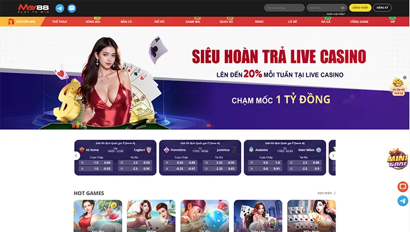 review may88 Giao diện trang chủ của nhà cái May88 thân thiện