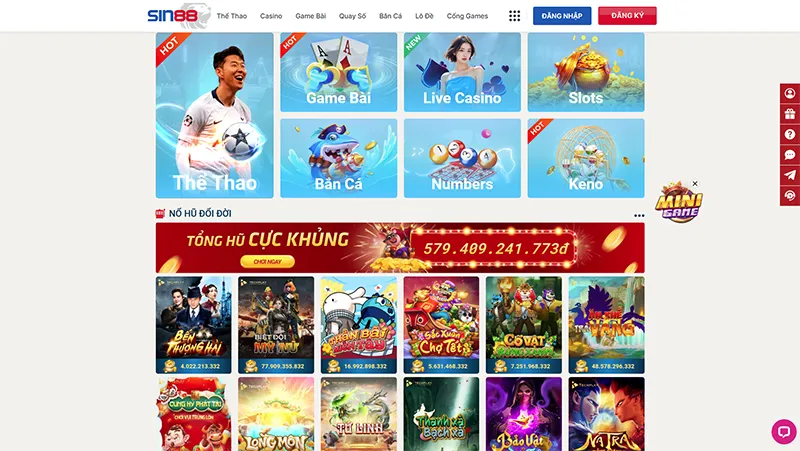 review sin88 1 Giao diện các trò chơi nổi bật tại Sin88 với đồ họa sắc nét và đa dạng thể loại