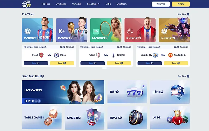 review sky88 Giao diện kho game đa dạng tại Sky88