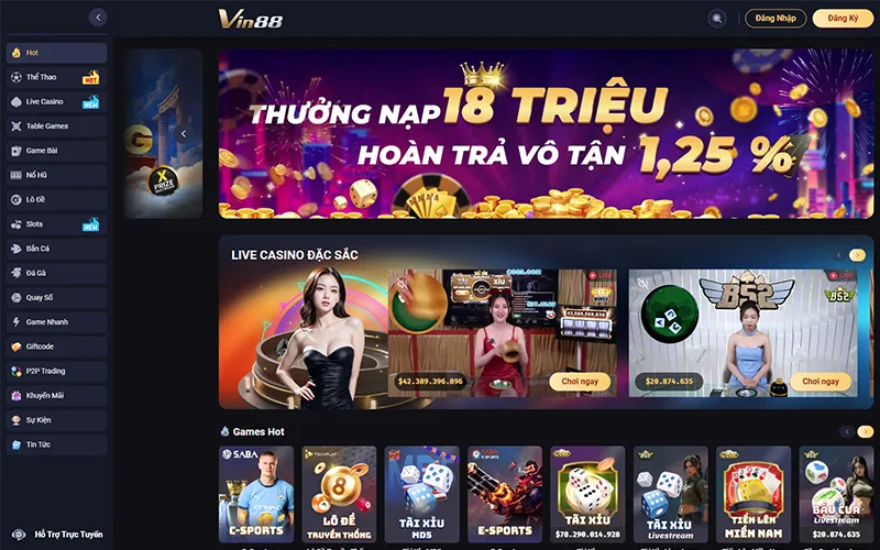 review vin88 Giao diện nhà cái Vin88